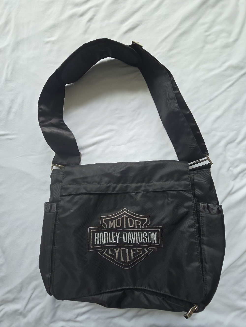 Harley-Davidson Motorcycle Black Diaper Bag Tote Skull Lining Changing Pad